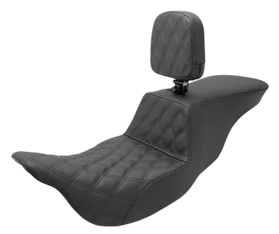 SADDLEMEN Tour Step-Up Seat - Rider Backrest - Rider Lattice Stitch - FL '08-'23 808-07B-192BR
