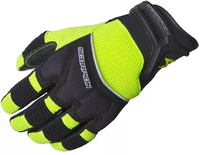 Scorpion EXO Cool Hand II Neon Gloves - Short Cuff Leather Palm Ventilated Motorcycle Gloves