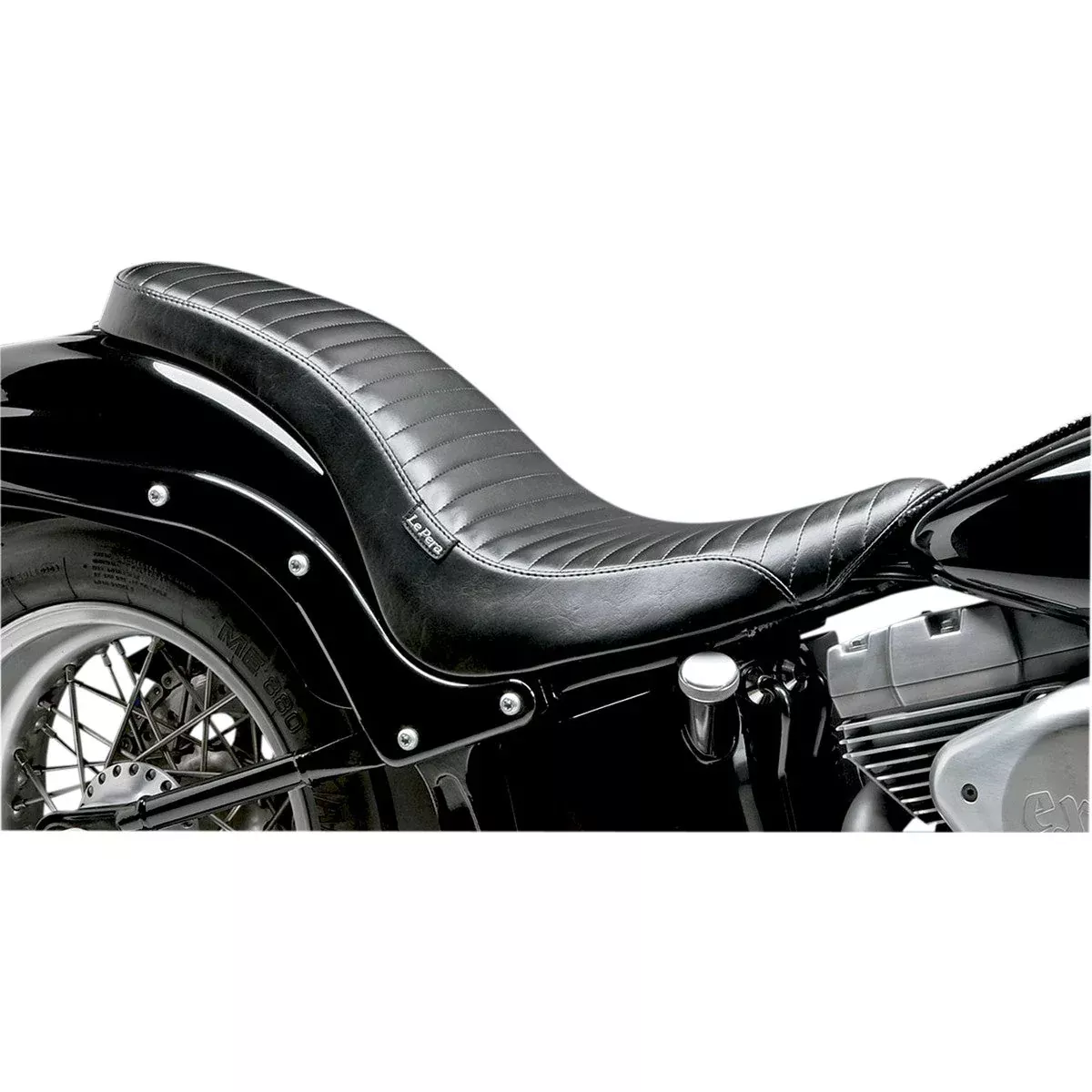 Seat for Harley-Davidson Softail '06-'17 Le Pera Cobra 2-Up Seat Pleated Black