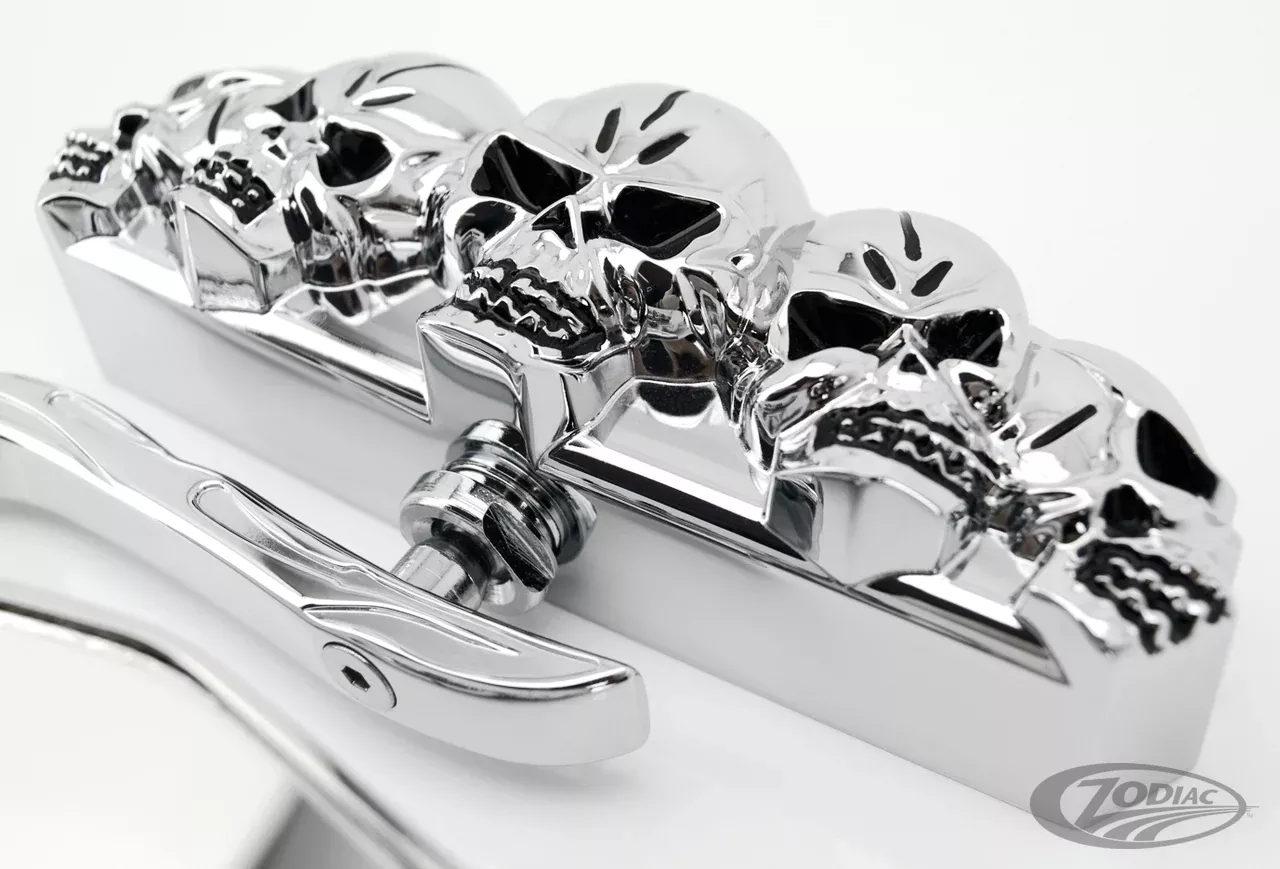Skull-Vision Chrome Mirrors for Harley-Davidson