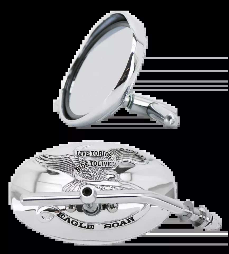 Slimline Rearview Mirror with Visor and Eagle Logo for Harley Davidson