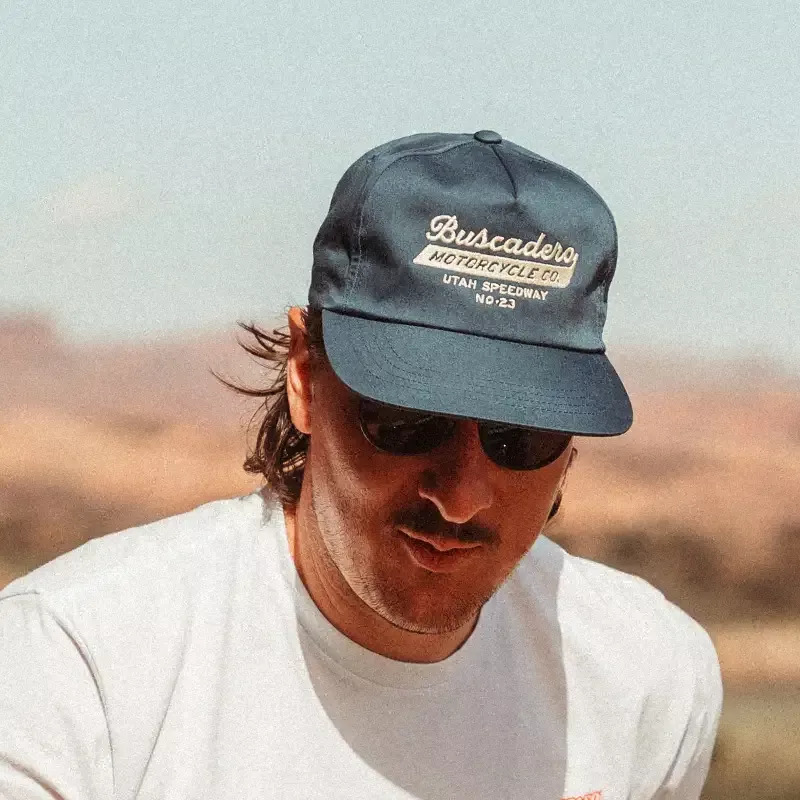 ‘Speedway’ Unstructured 5 panel Hat -Navy