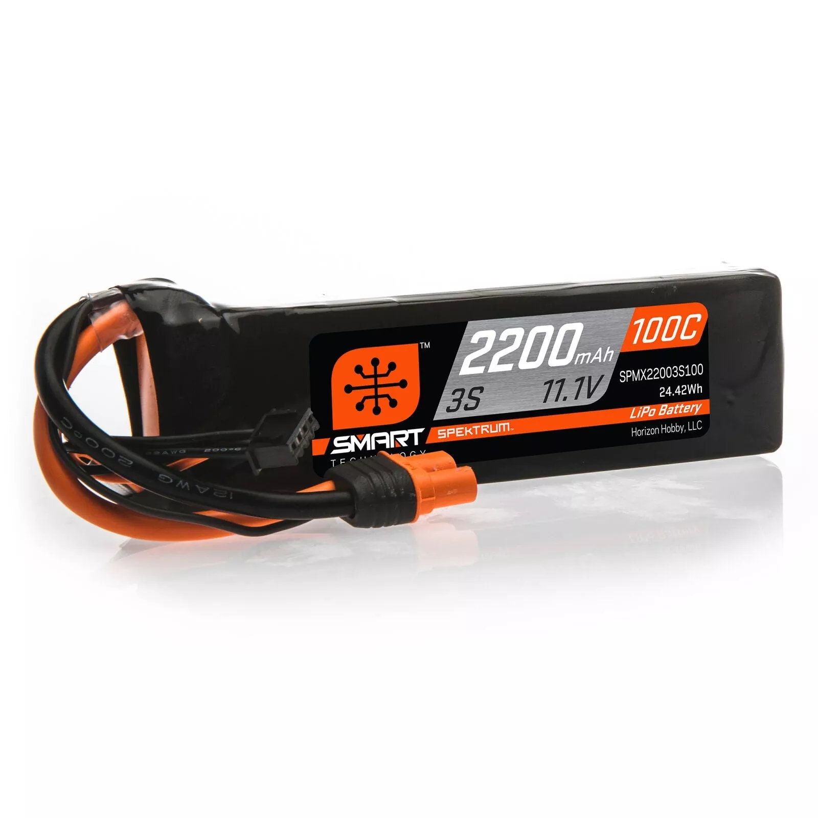 Spektrum SMART 11.1V 2200mAh 3S 100C Smart LiPo Battery: IC3 - SPMX22003S100