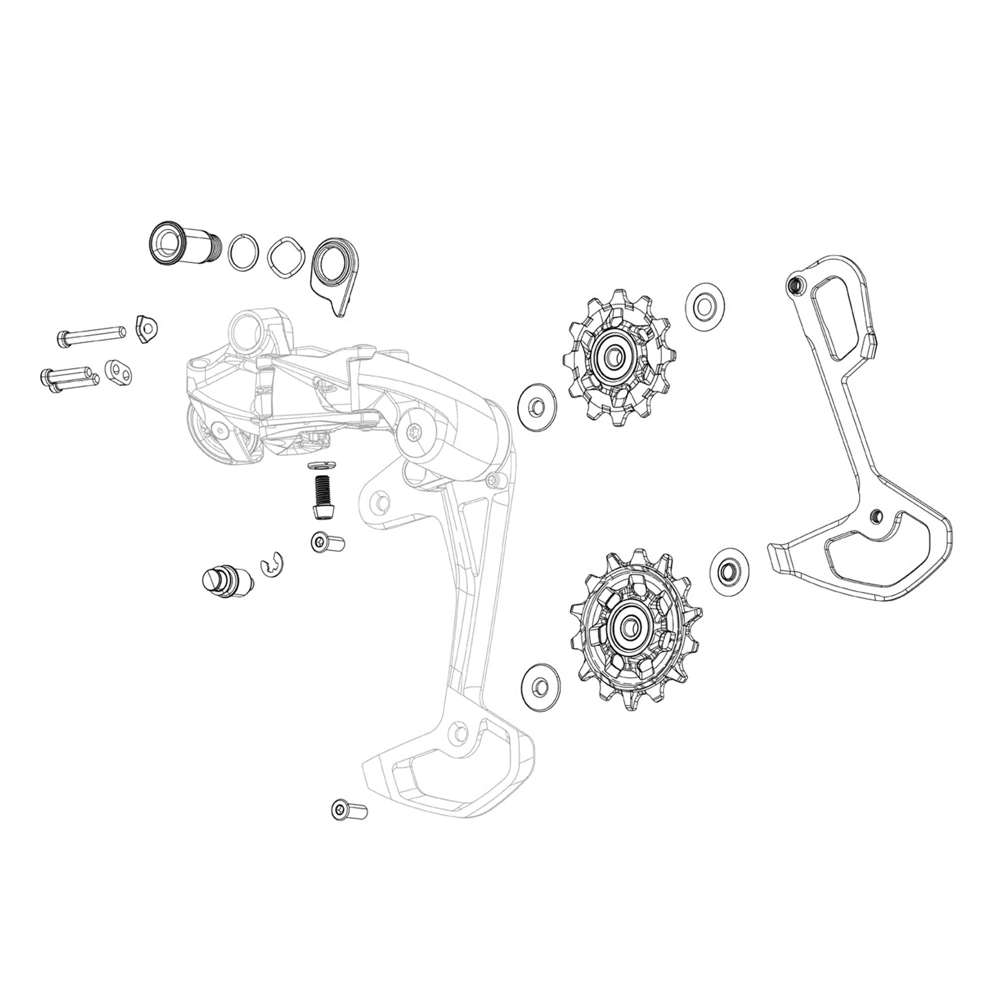 Sram Rear Derailleur Cage Assembly Kit Eagle 90 T-Type Eagle (Full Replacement Cage Assembly Including Outer And Inner Cages, Damper And Pulleys)