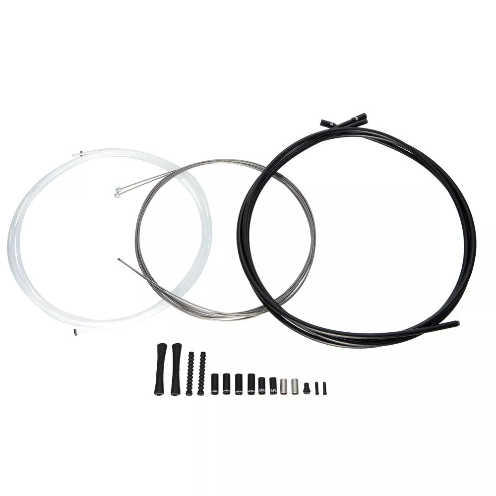 SRAM Slickwire Road And Mtb Shift Cable Kit 4Mm (2X 2300Mm 1.1Mm Coated Cables, 4Mm Nylon Braided Housing, Ferrules, End Caps, Frame Protectors): Black