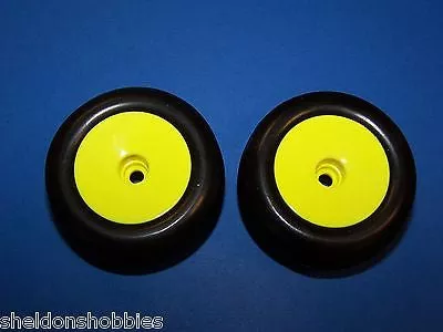 TEAM LOSI MINI-T FRONT WHEELS (YELLOW) & TIRES (PRE-GLUED) PAIR #LOSB1076