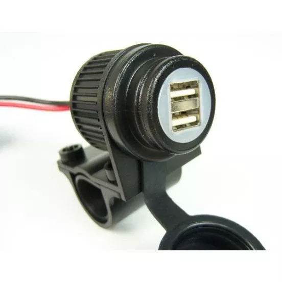 Touratech - Dual USB Socket 12-24V with Handlebar Mount 22mm or 25mm