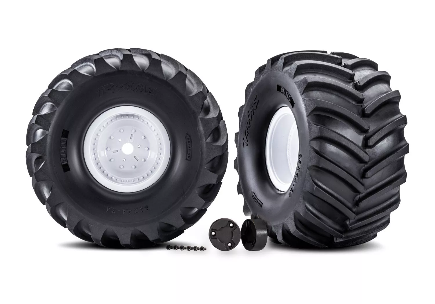 Traxxas White X-Monster Wheels w/ Terra Groove Tires (2)