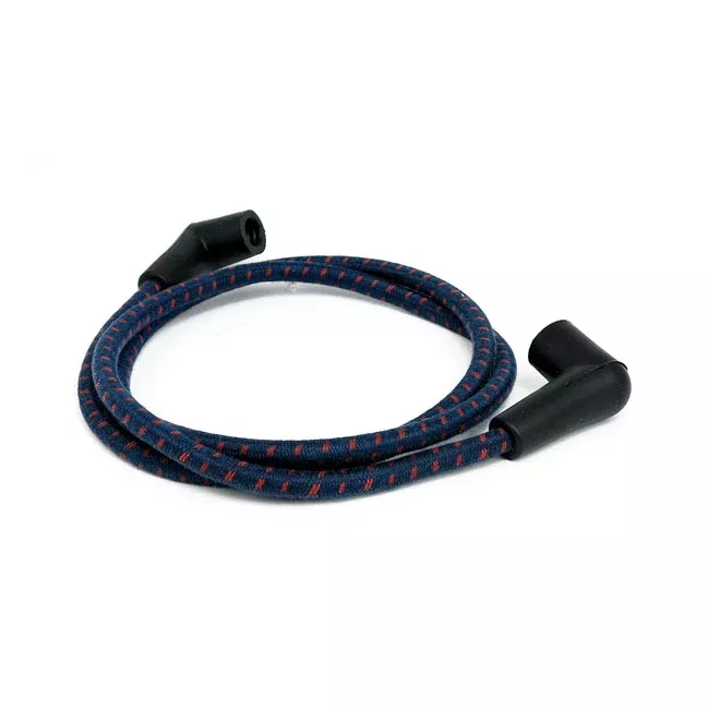 Universal 40" Spark Plug Wire Set, Cotton Fabric, Blue/Red for Harley Davidson