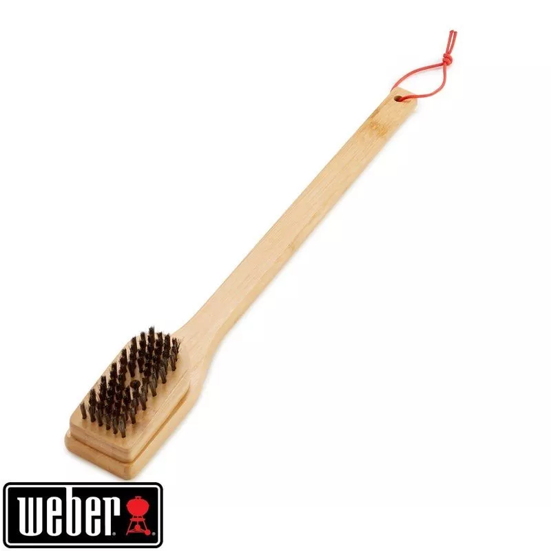 WEBER Grill Brush Bamboo Handle, 46 cm, Stainless Steel Bristles, 6276
