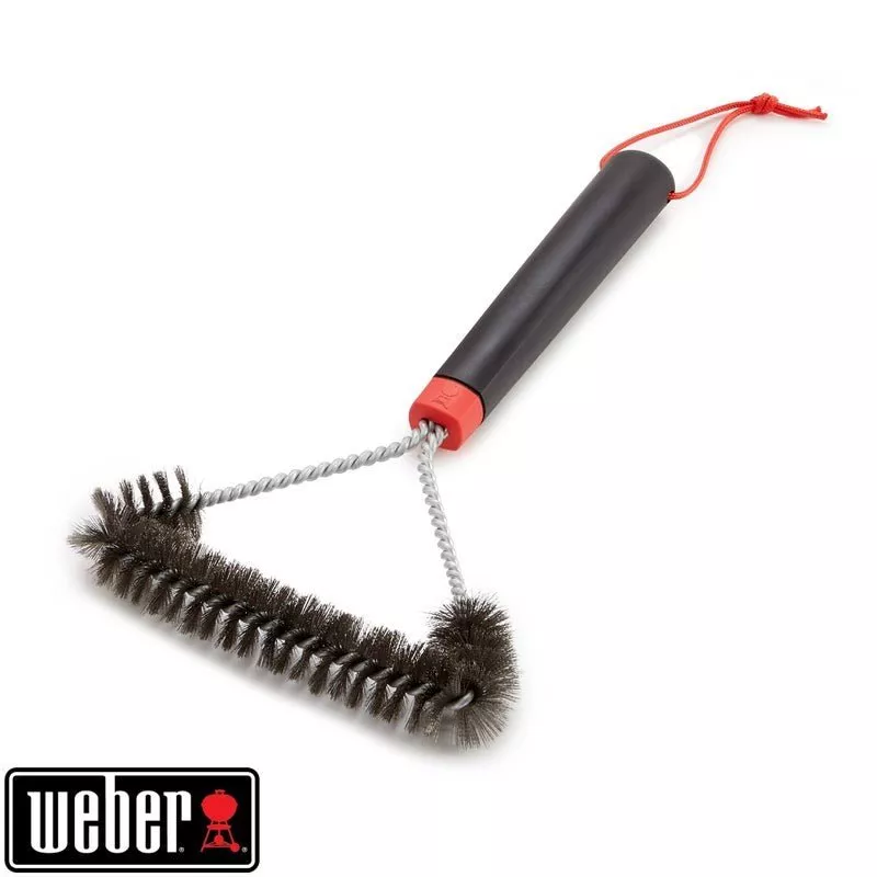 WEBER Grill Brush Three-Sided, 30 cm, Stainless Steel Bristles, 6277