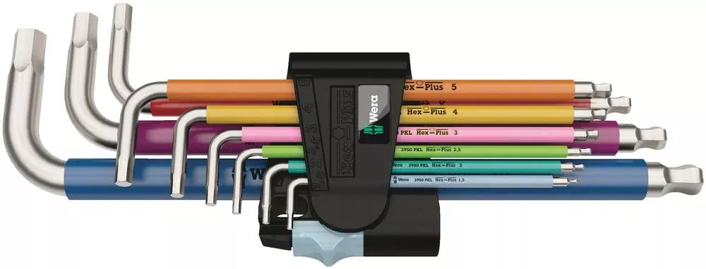 Wera Tools - 3950/9 Hex-Plus Multicolour Stainless 1 L-key set, metric, stainless, 9pieces