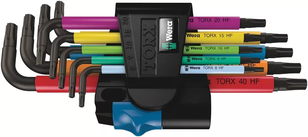 Wera Tools - 967/9 TX Multicolour HF 1 L-key set with holding function, 9pieces