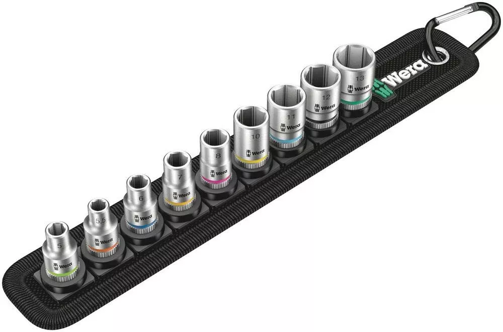 Wera Tools - Belt 4 Zyklop Socket Set, 1/4" Drive, 9 Pieces - 05003883001