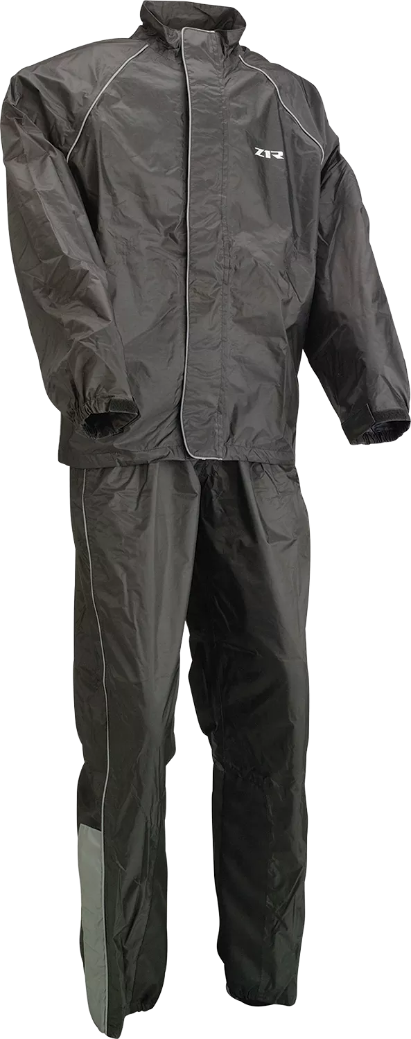 Z1R 2-Piece Rainsuit Black Large - Waterproof Motorcycle Riding Gear Part 2851-0524