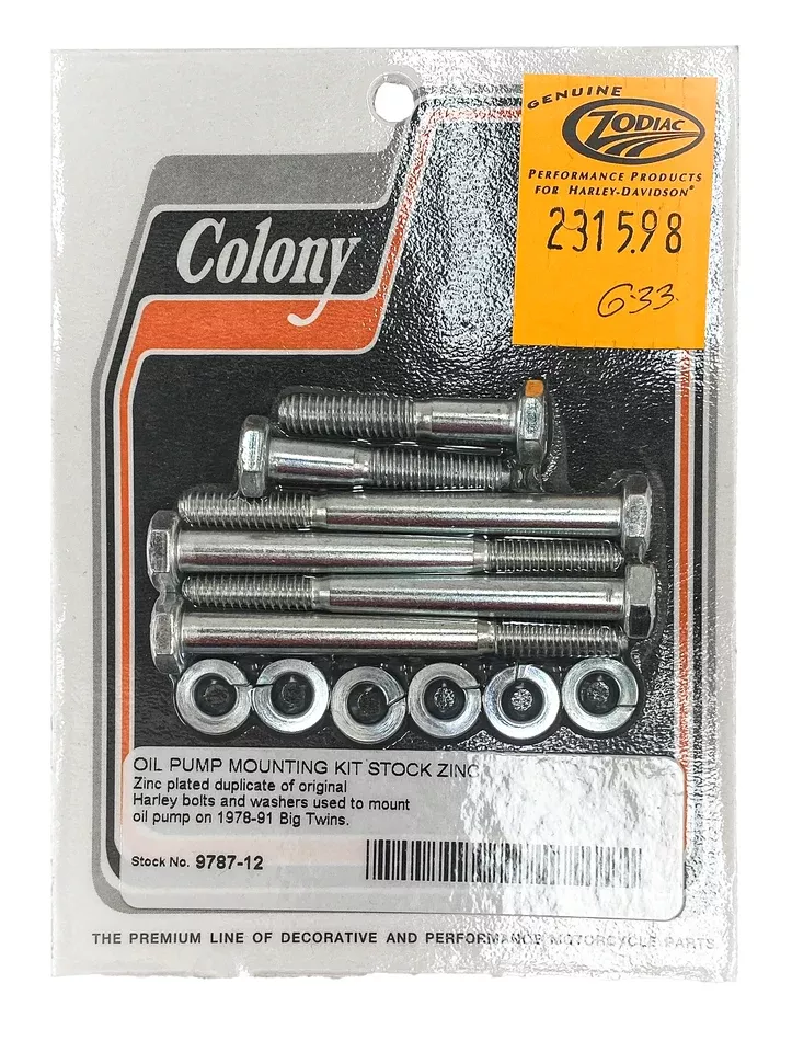 Zinc-Plated BT78-91 Oil Pump Mounting Hardware for Harley-Davidson